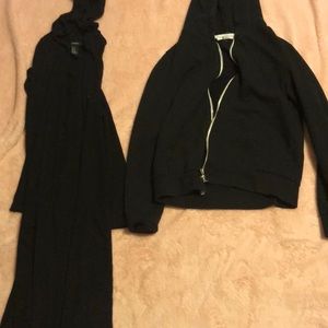 A long black cardigan with a black jacket